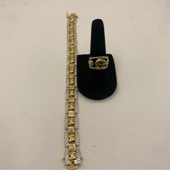 Vintage Bracelet and ring size 6 Two-tone 925 China Sterling Silver 10k GP - Picture 4 of 14
